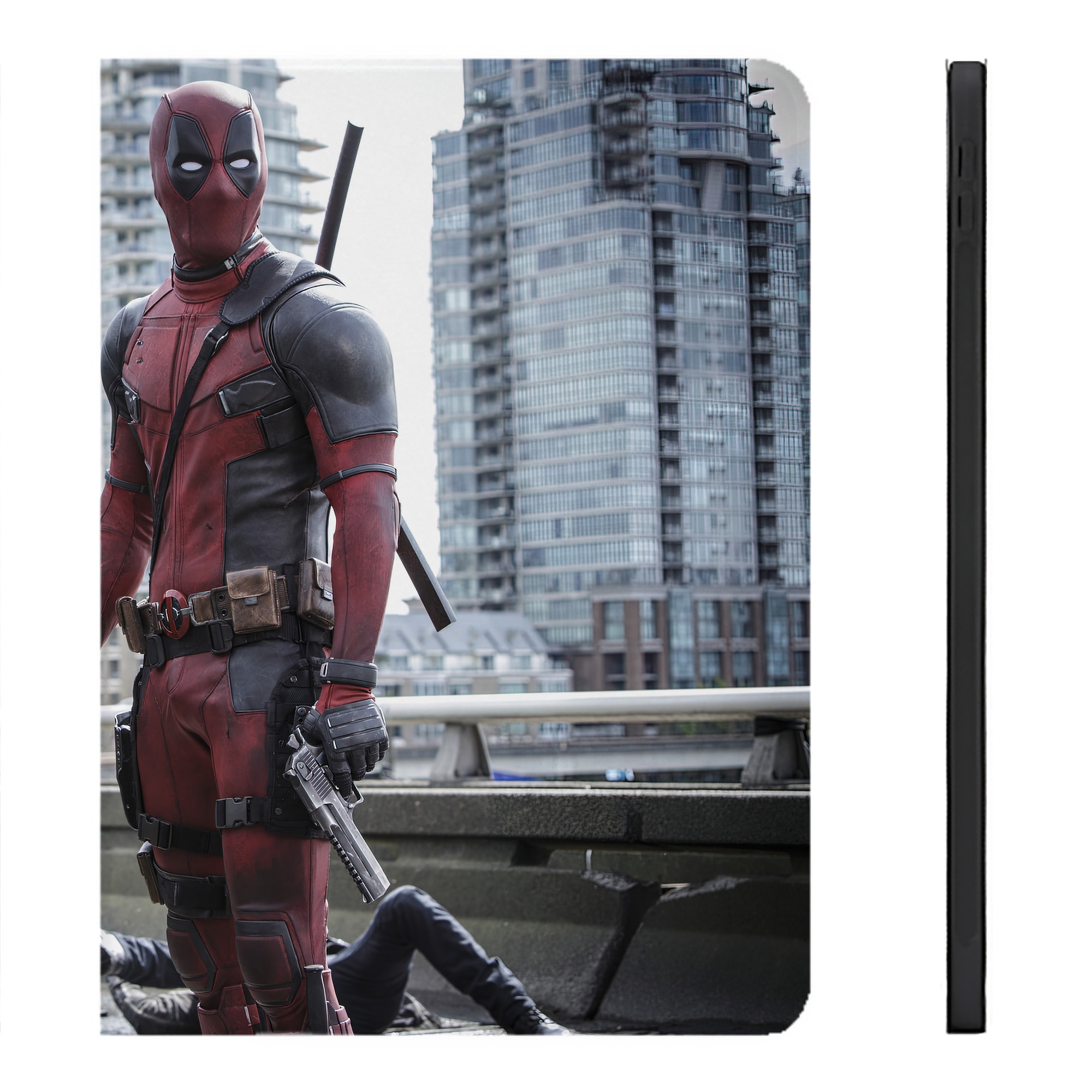 （画像用） Deadpool デッドプール IPadケース ペンホルダー付き ブックスタイルデザイン